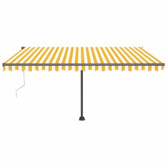 Luifel automatisch met LED en windsensor 450x300 cm geel en wit 3
