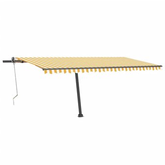 Luifel automatisch met LED en windsensor 500x300 cm geel en wit 2