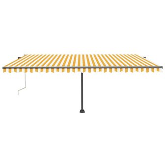 Luifel automatisch met LED en windsensor 500x300 cm geel en wit 3