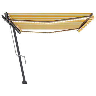 Luifel automatisch met LED en windsensor 500x300 cm geel en wit 4