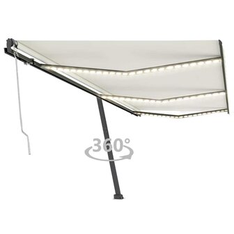Luifel automatisch met LED en windsensor 600x300 cm cr&egrave;mekleur 1