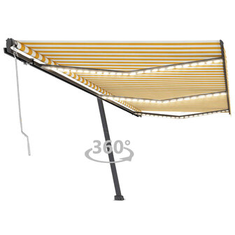 Luifel automatisch met LED en windsensor 600x300 cm geel en wit 1