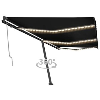 Luifel automatisch met LED en windsensor 600x300 cm antraciet 1