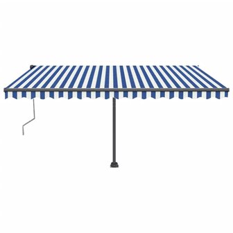 Luifel automatisch met LED en windsensor 400x350 cm blauw wit 2