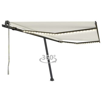 Luifel automatisch met LED en windsensor 400x350 cm cr&egrave;mekleur 1