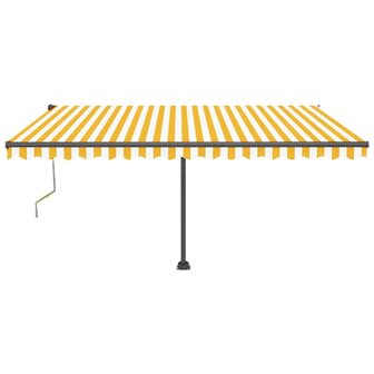 Luifel automatisch met LED en windsensor 400x350 cm geel en wit 2