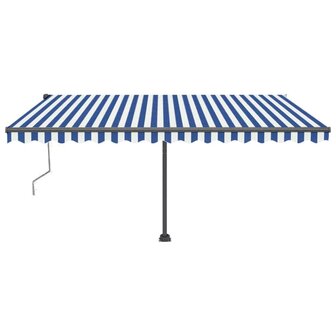 Luifel automatisch met LED en windsensor 450x350 cm blauw wit 3