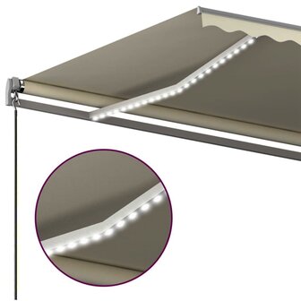 Luifel automatisch met LED en windsensor 450x350 cm cr&egrave;mekleur 8