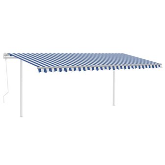 Luifel automatisch met LED en windsensor 5x3 m blauw en wit 2