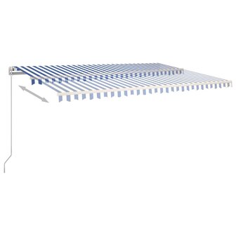 Luifel automatisch met LED en windsensor 5x3,5 m blauw en wit 5