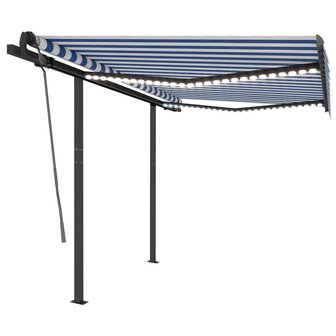 Luifel automatisch met LED en windsensor 3x2,5 m blauw en wit 2