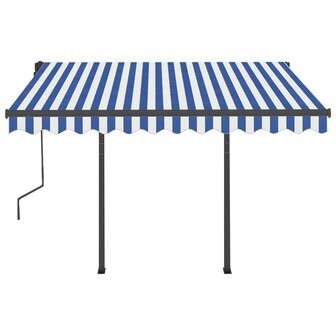 Luifel automatisch met LED en windsensor 3x2,5 m blauw en wit 5