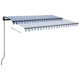Luifel automatisch met LED en windsensor 3,5x2,5 m blauw en wit 4