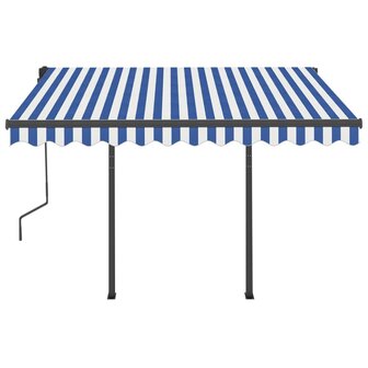Luifel automatisch met LED en windsensor 3,5x2,5 m blauw en wit 5