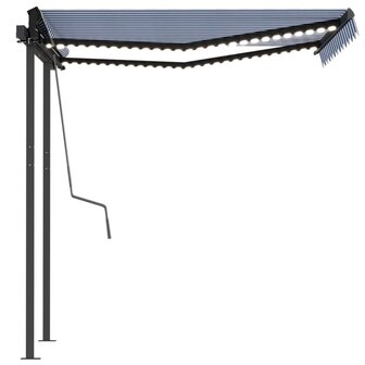 Luifel automatisch met LED en windsensor 3,5x2,5 m blauw en wit 6