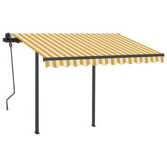 Luifel automatisch met LED en windsensor 3,5x2,5 m geel en wit 3