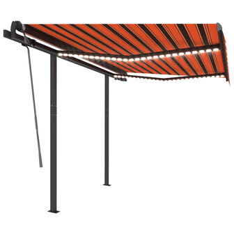 Luifel automatisch met LED en windsensor 3,5x2,5 m oranje bruin 2