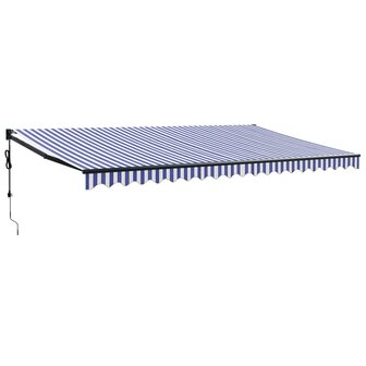 Luifel automatisch uitschuifbaar 5x3 m blauw en wit 2