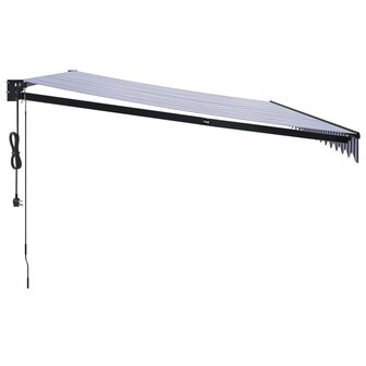 Luifel automatisch uitschuifbaar 5x3 m blauw en wit 4