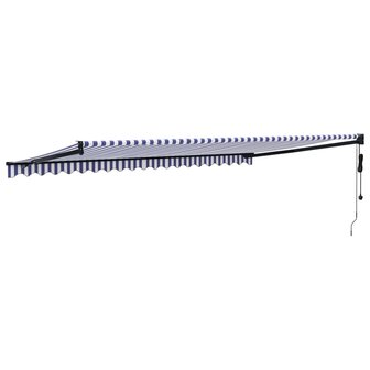 Luifel automatisch uitschuifbaar 5x3 m blauw en wit 5