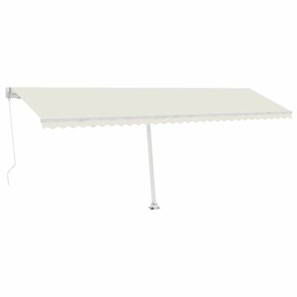 Luifel vrijstaand handmatig uittrekbaar 600x300 cm cr&egrave;mekleurig 2