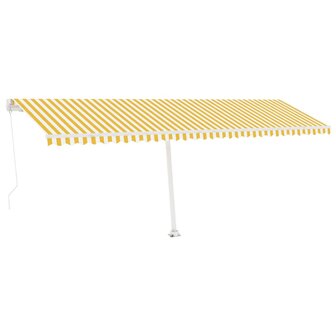 Luifel vrijstaand handmatig uittrekbaar 600x300 cm geel en wit 3