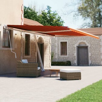 Luifel vrijstaand handmatig uittrekbaar 600x300 cm oranje bruin 1