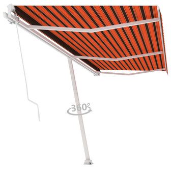 Luifel vrijstaand handmatig uittrekbaar 600x300 cm oranje bruin 3