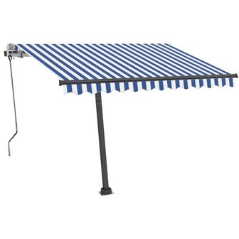 Luifel vrijstaand handmatig uittrekbaar 350x250 cm blauw en wit 3