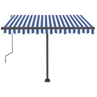 Luifel vrijstaand handmatig uittrekbaar 350x250 cm blauw en wit 5
