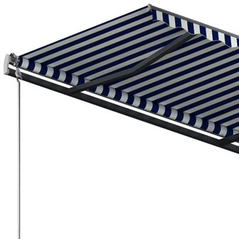 Luifel vrijstaand handmatig uittrekbaar 350x250 cm blauw en wit 7