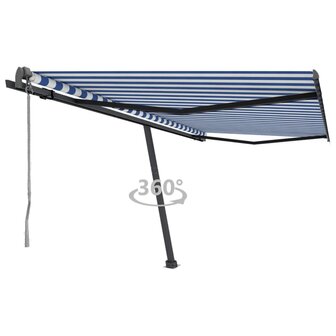Luifel vrijstaand automatisch 450x300 cm blauw en wit 1