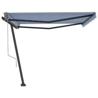 Luifel vrijstaand automatisch 450x300 cm blauw en wit 4