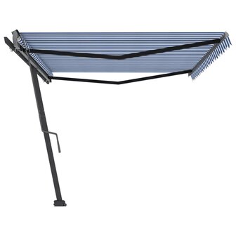 Luifel vrijstaand handmatig uittrekbaar 500x300 cm blauw en wit 5