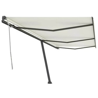 Luifel vrijstaand handmatig uittrekbaar 600x300 cm cr&egrave;mekleurig 2