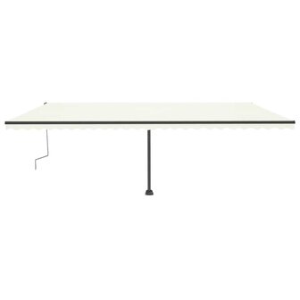 Luifel vrijstaand handmatig uittrekbaar 600x300 cm cr&egrave;mekleurig 4