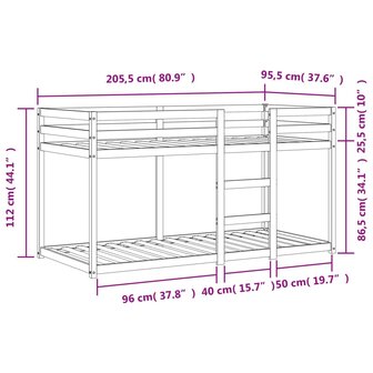 Stapelbed massief grenenhout wasbruin 90x200 cm 9