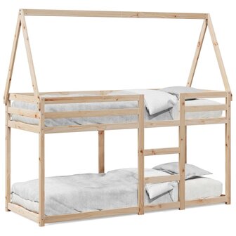 Stapelbedframe zonder matras massief grenenhout 90x200 cm 2