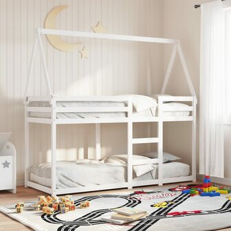 Stapelbed met dak massief grenenhout wit 90x190 cm 1