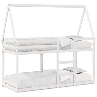 Stapelbed met dak massief grenenhout wit 90x190 cm 2