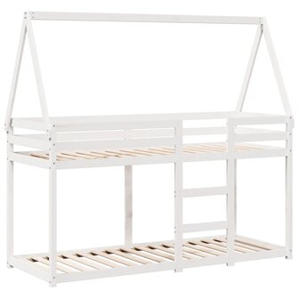 Stapelbed met dak massief grenenhout wit 90x190 cm 3