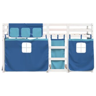 Stapelbed met gordijnen 90x200 cm massief grenenhout blauw 5