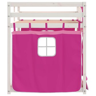 Stapelbed met gordijnen 90x200 cm grenenhout roze 6