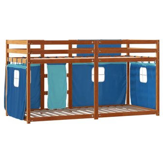 Stapelbed met gordijnen 90x190 cm massief grenenhout blauw 6
