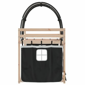 Stapelbed met gordijnen 90x190 cm grenenhout wit en zwart 6