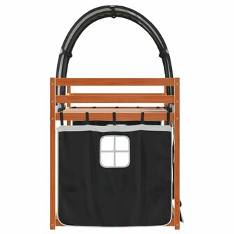 Stapelbed met gordijnen 90x200 cm grenenhout wit en zwart 6