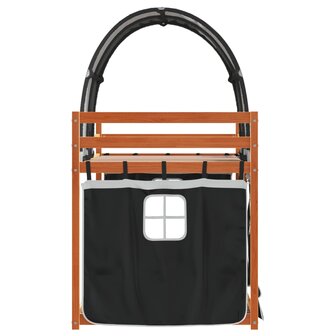 Stapelbed met gordijnen 90x190 cm grenenhout wit en zwart 6