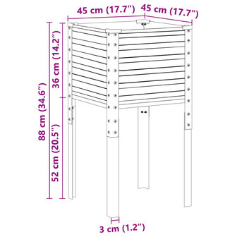 Plantenbak 45x45x88 cm staal grijs 8