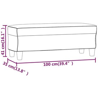 Bankje 100x35x41 cm stof donkergrijs 7