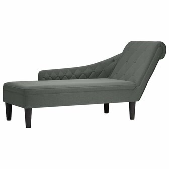 Chaise longue met kussen en rechterarmleuning stof donkergrijs 1